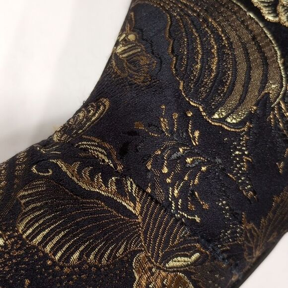 Black and Gold Embroidered Franco Sarto Heeled Boots - Picture 10 of 11